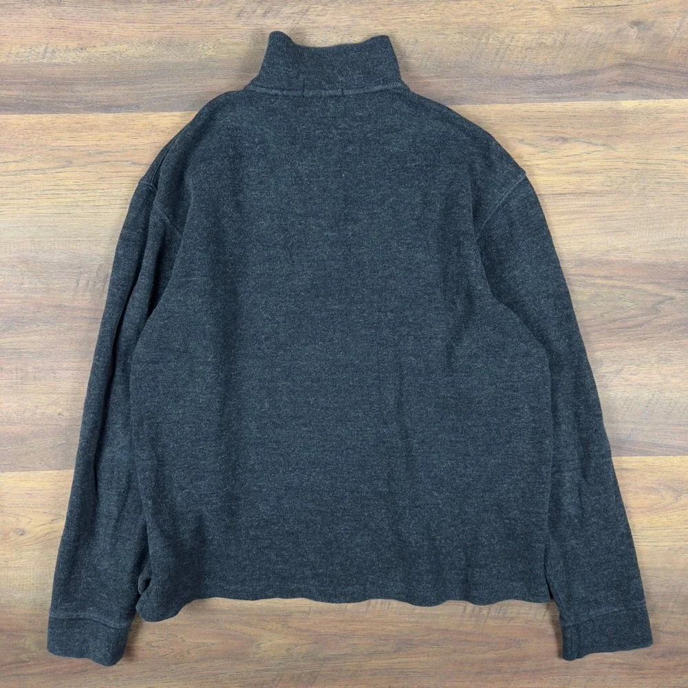 Polo Ralph Lauren‎ Mens Large Charcoal Gray Heather Quarter Zip Pullover Sweater